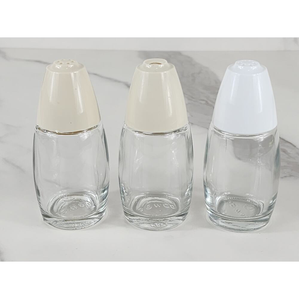 Gemco Clear Glass Salt & Pepper Shakers 3 1/2" Made in USA Mid Century 70s x3